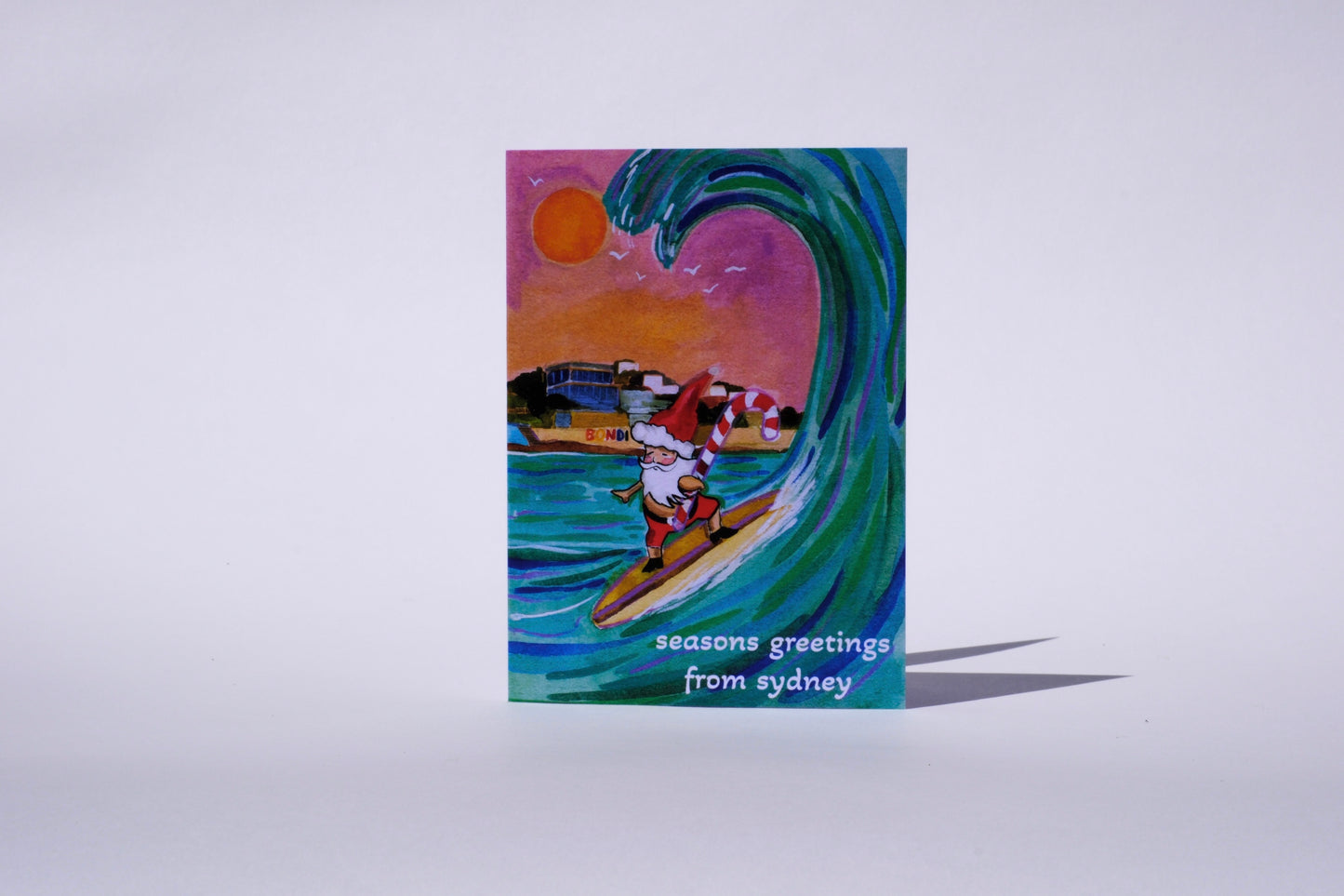 Surfing Santa "Seasons  Greetings from Sydney"