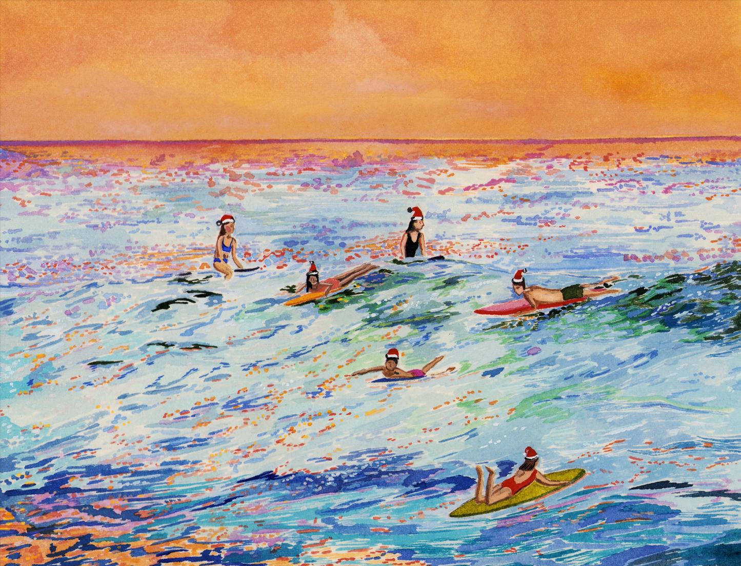 Surfing Christmas card