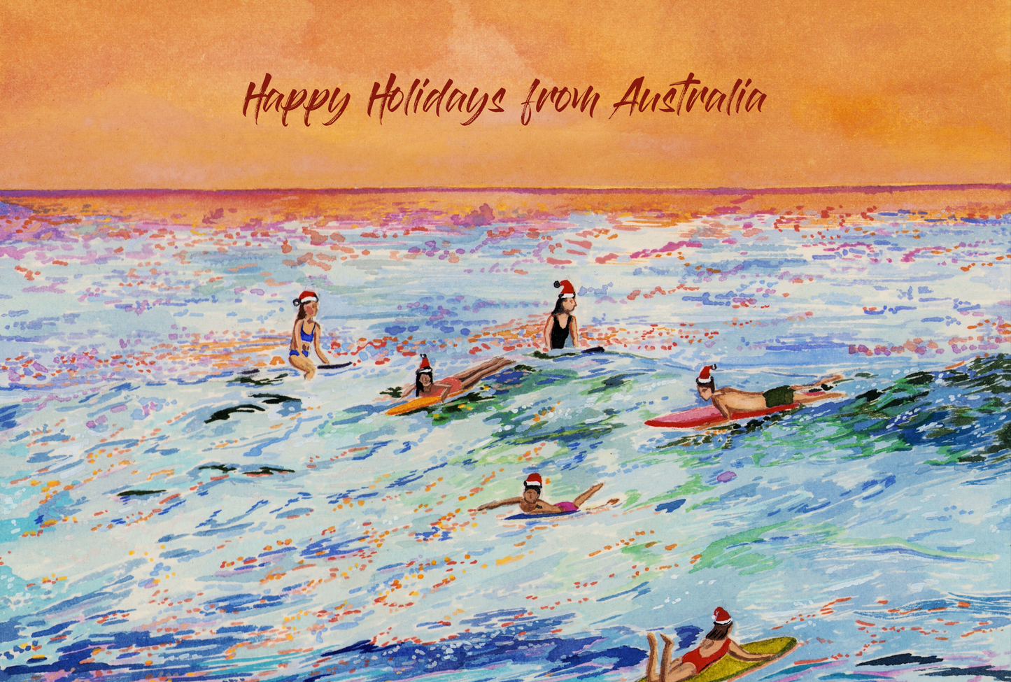Christmas surfers " Happy Holidays from Australia "